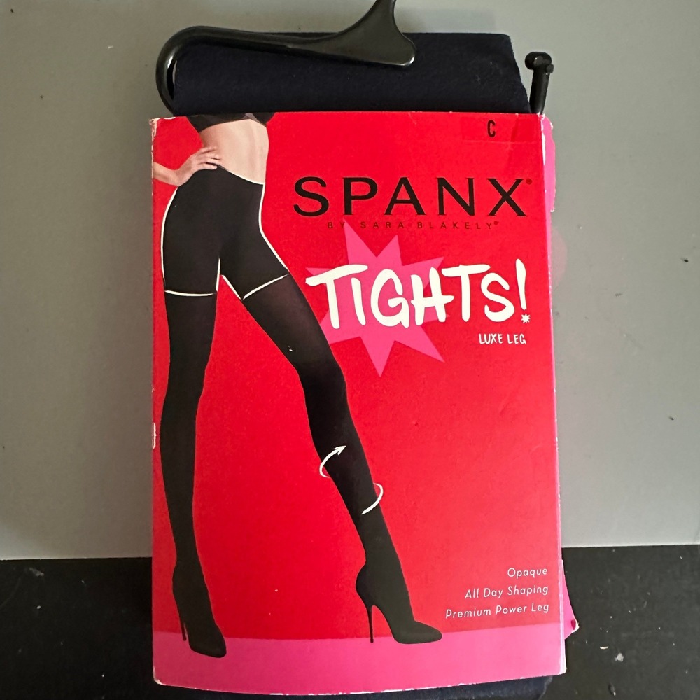 Spanx Luxe Leg Tights Black Opaque 60 Denier Shaper Top Size C FH3915